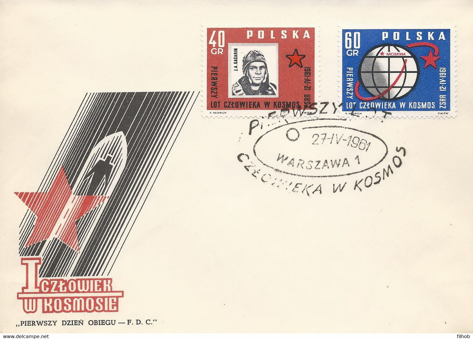 Poland FDC.1082-83: Yuri Gagarin Space Flight - FDC