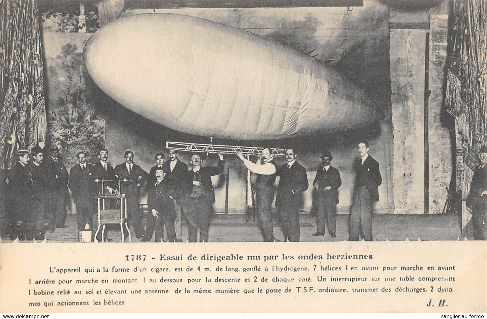 CPA AVIATION ESSAI DE DIRIGEABLE MU PAR LES ONDES HERSIENNES - Airships