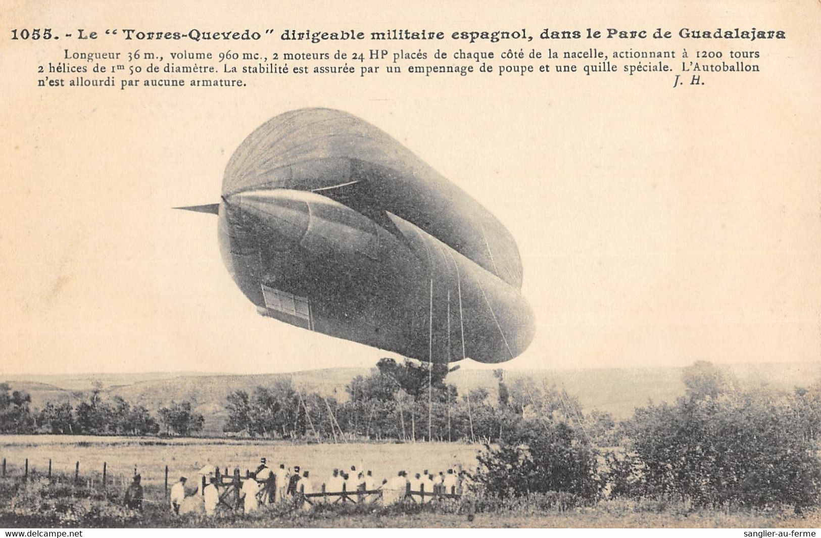 CPA AVIATION LE TORRES QUEVEDO DIRIGEABLE MILITAIRE ESPAGNOL DANS LE PARC DE GUADALAJARA - Zeppeline