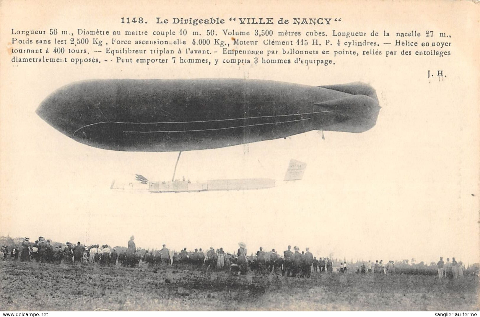 CPA AVIATION LE DIRIGEABLE VILLE DE NANCY - Zeppeline