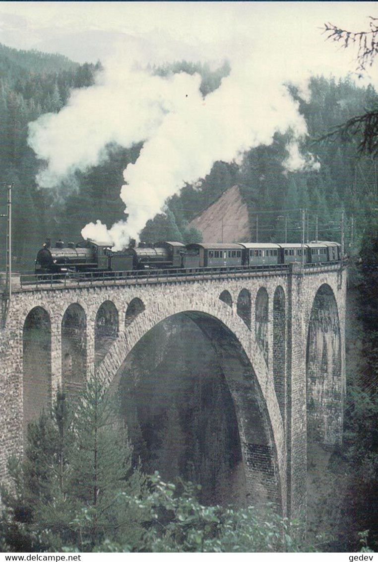 Chemins De Fer Rhétiques, Train à Vapeur Sur Le Viaduc De Wiesen, Photo 1969 BVA RhB 116.7 - Wiesen