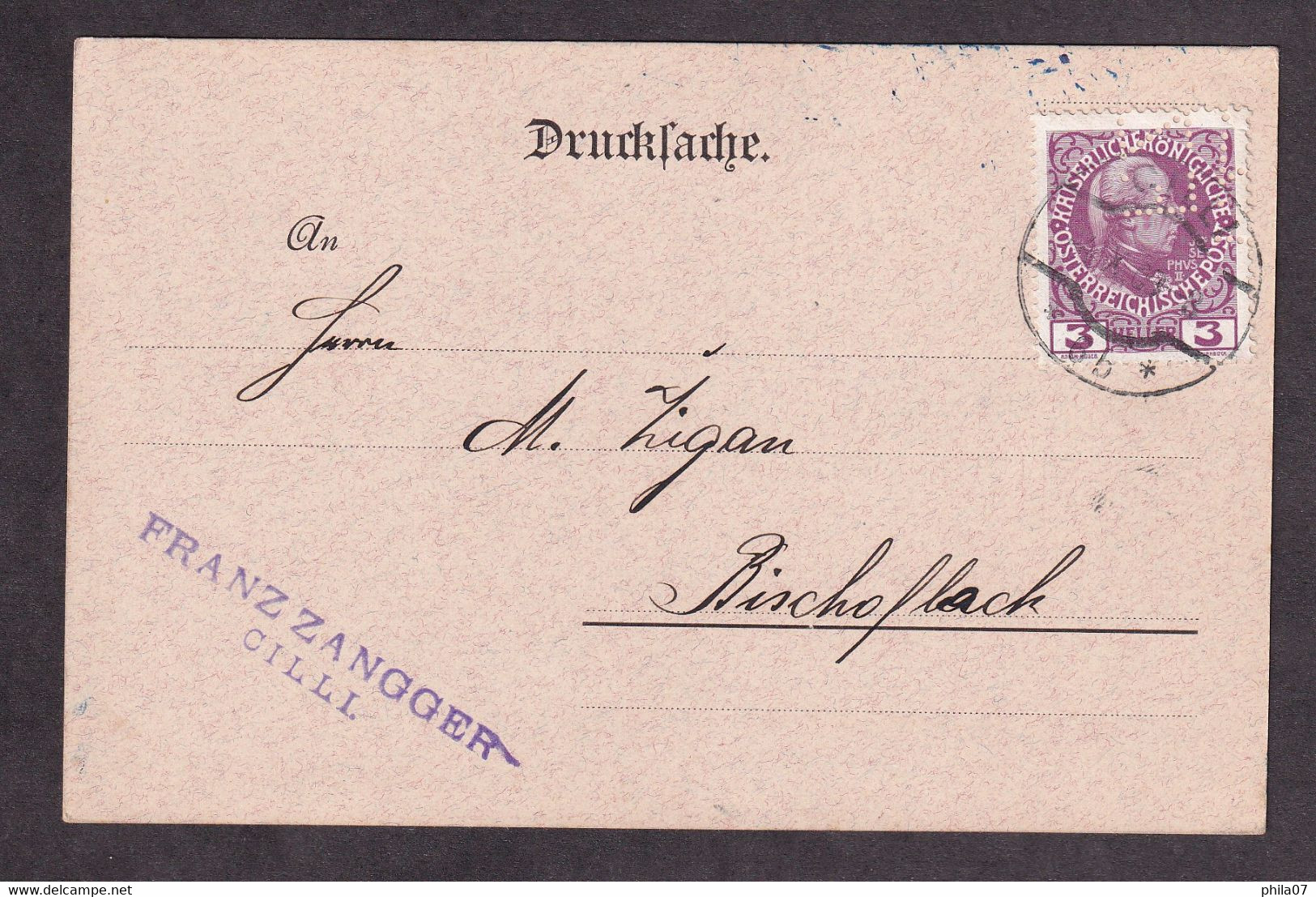 Austria/Slovenia - Business Stationery Franked With Stamp With Perfin F.Z. (Franz Zangger) And Sent From Celje To Škofja - Brieven En Documenten