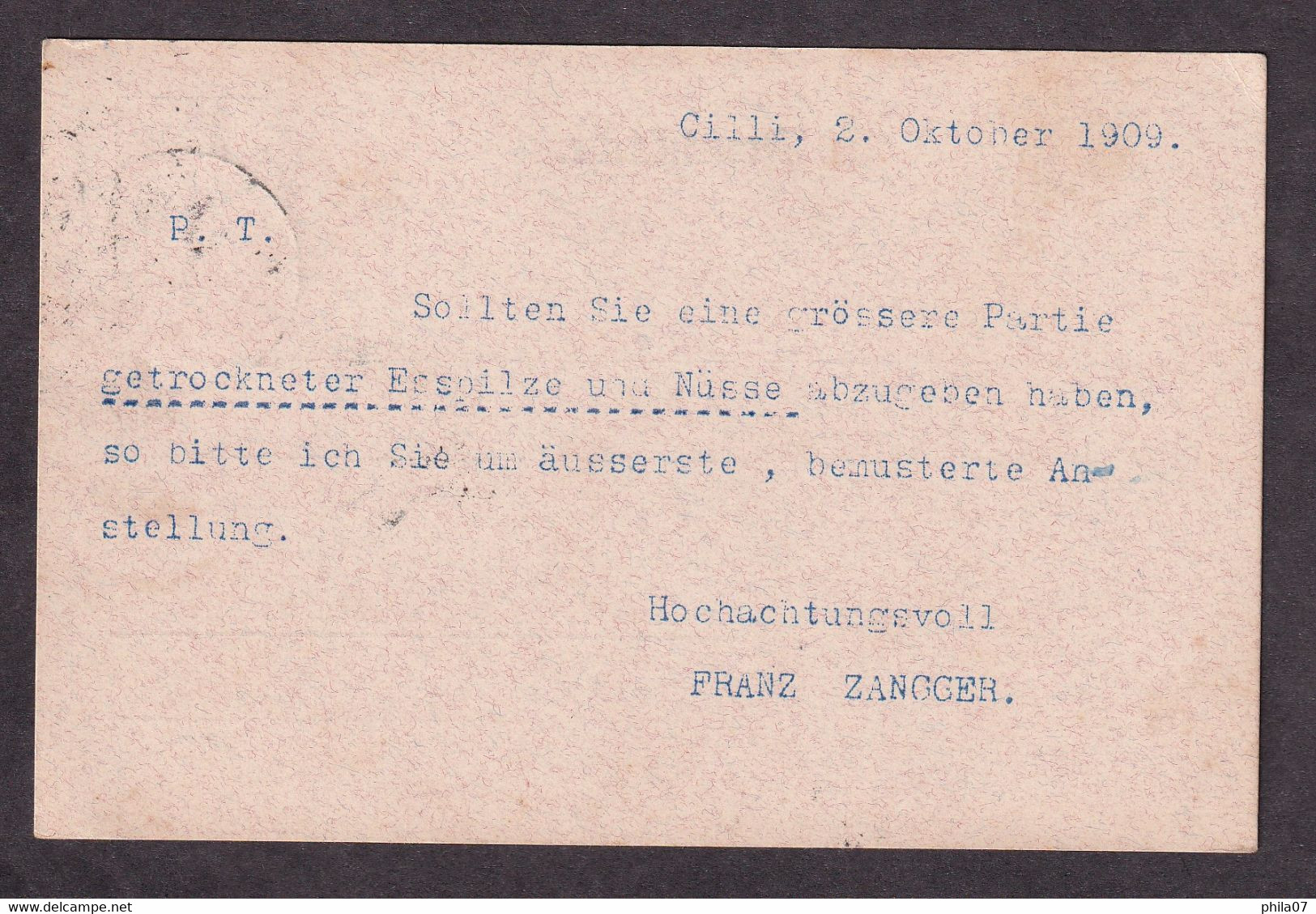 Austria/Slovenia - Business Stationery Franked With Stamp With Perfin F.Z. (Franz Zangger) And Sent From Celje To Škofja - Brieven En Documenten