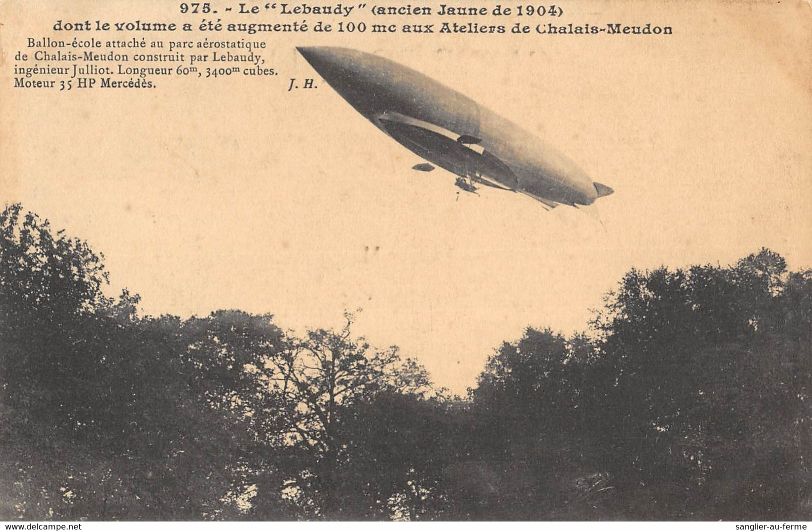 CPA AVIATION LE DIRIGEABLE LEBAUDY ANCIEN JAUNE DE 1904 - Airships