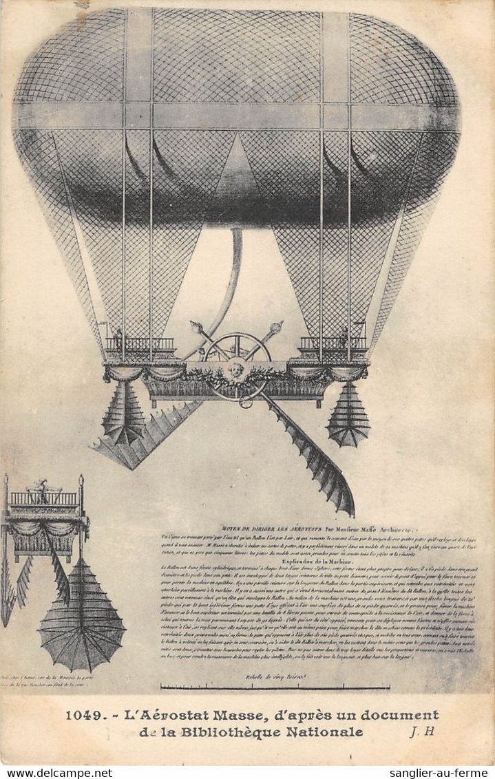 CPA AVIATION L'AEROSTAT MASSE D'APRES UN DOCUMENT DE LA BIBLIOTHEQUE NATIONALE - Balloons