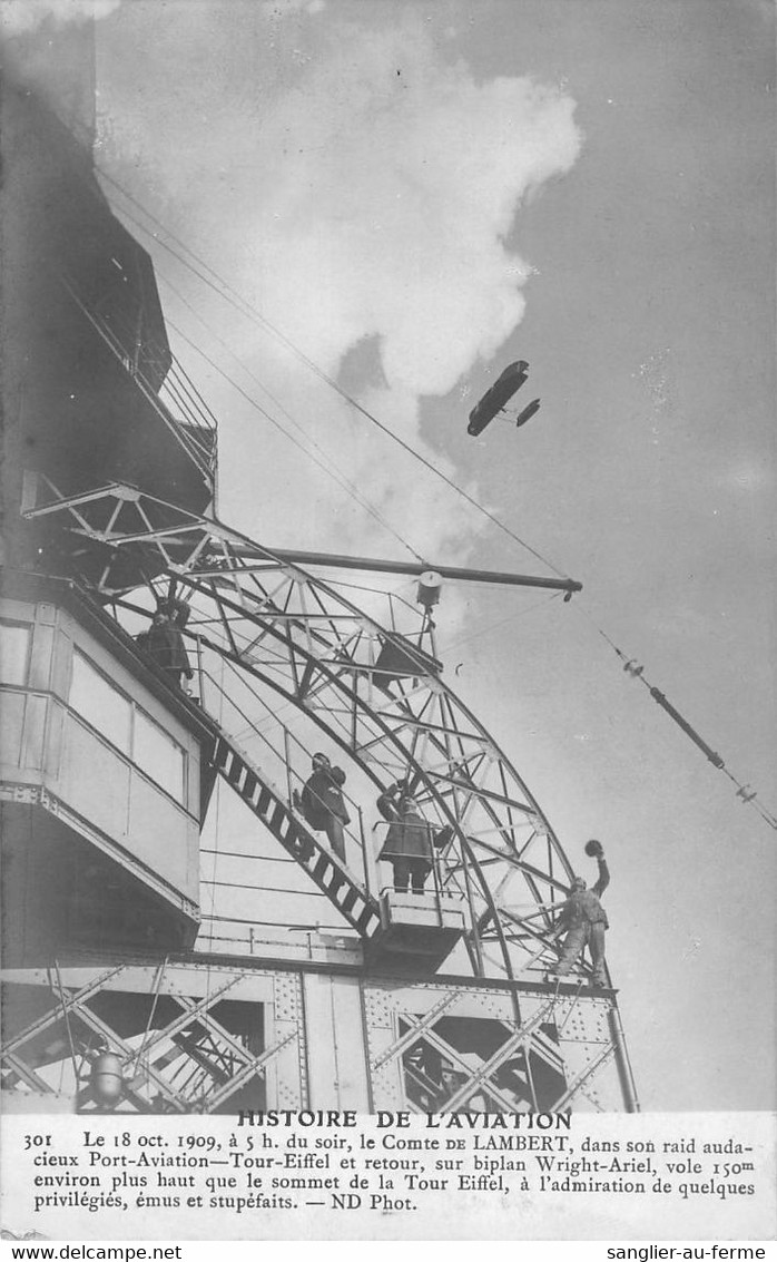 CPA AVIATION HISTOIRE DE L'AVIATION LE COMTE DE LAMBERT DANS SON RAID AUDACIEUX PORT AVIATION TOUR EIFFEL - ....-1914: Voorlopers