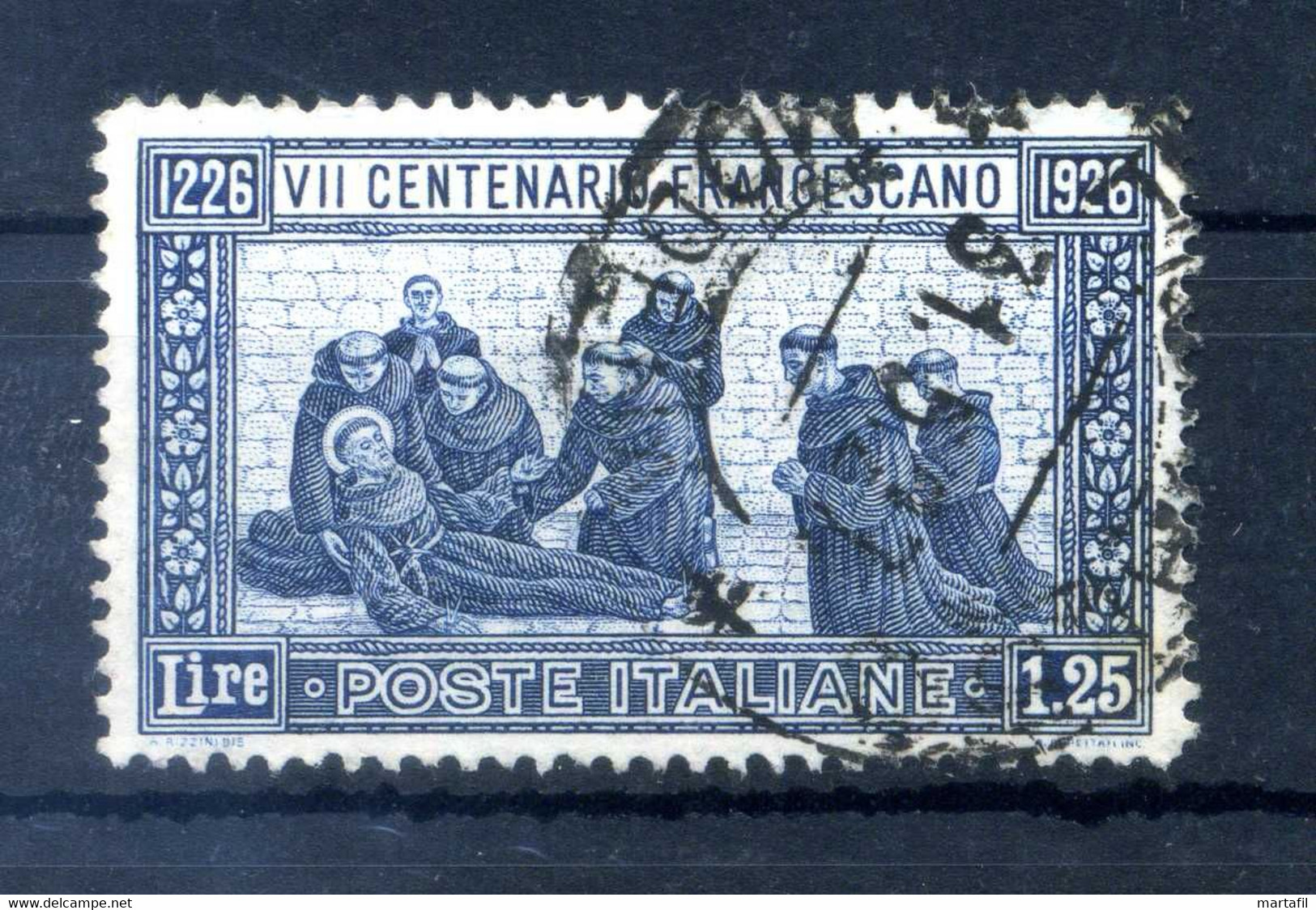 1926 REGNO N.196 1,25 Azzurro USATO Dentellatura 13½, San Francesco - Usados