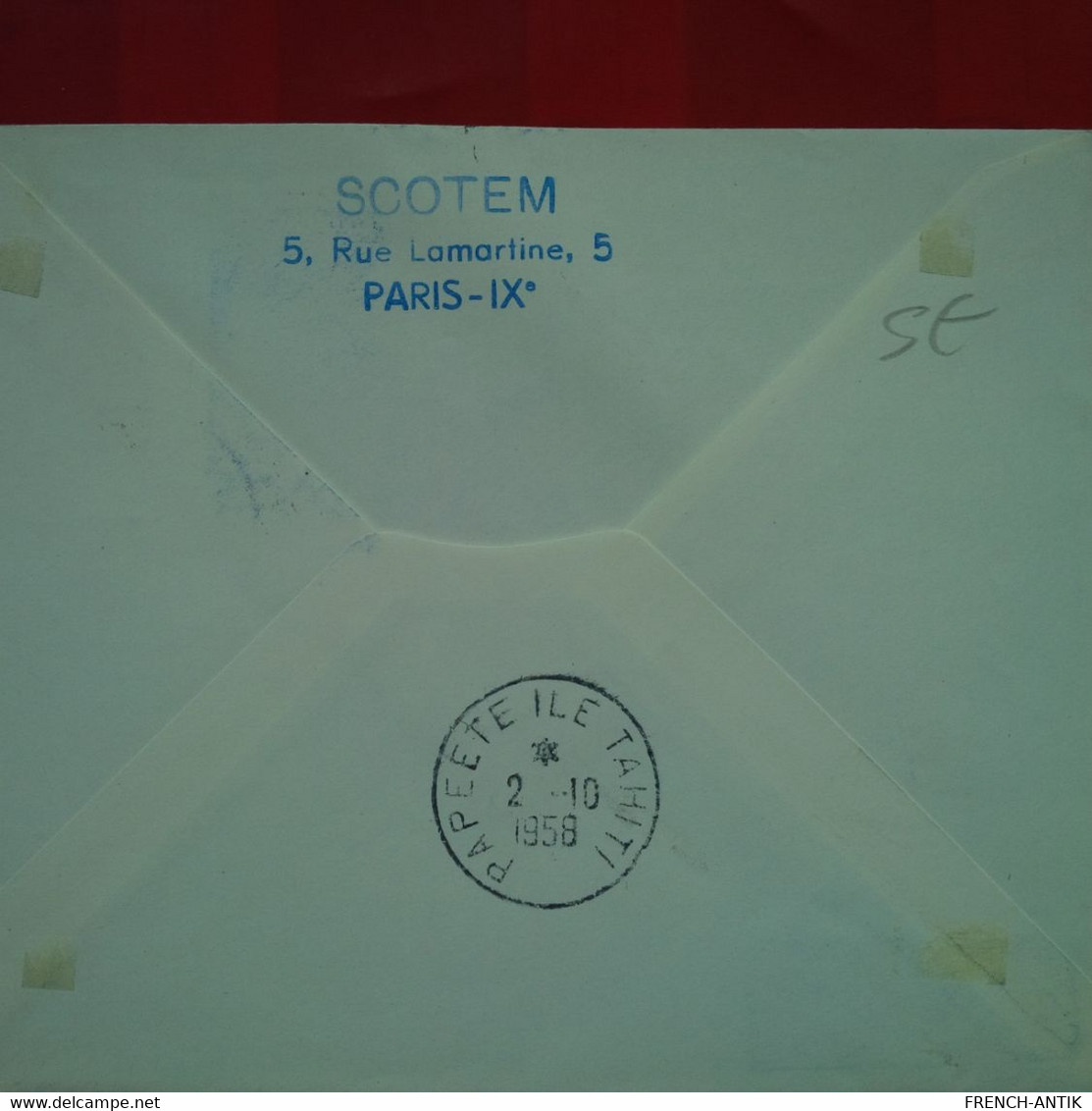 LETTRE PREMIERE LIAISON AERIENNE DIRECTE FRANCE POLYNESE FRANCAISE PAR T.A.I 1958 POSTE RESTANTE PAPEETE - Brieven En Documenten