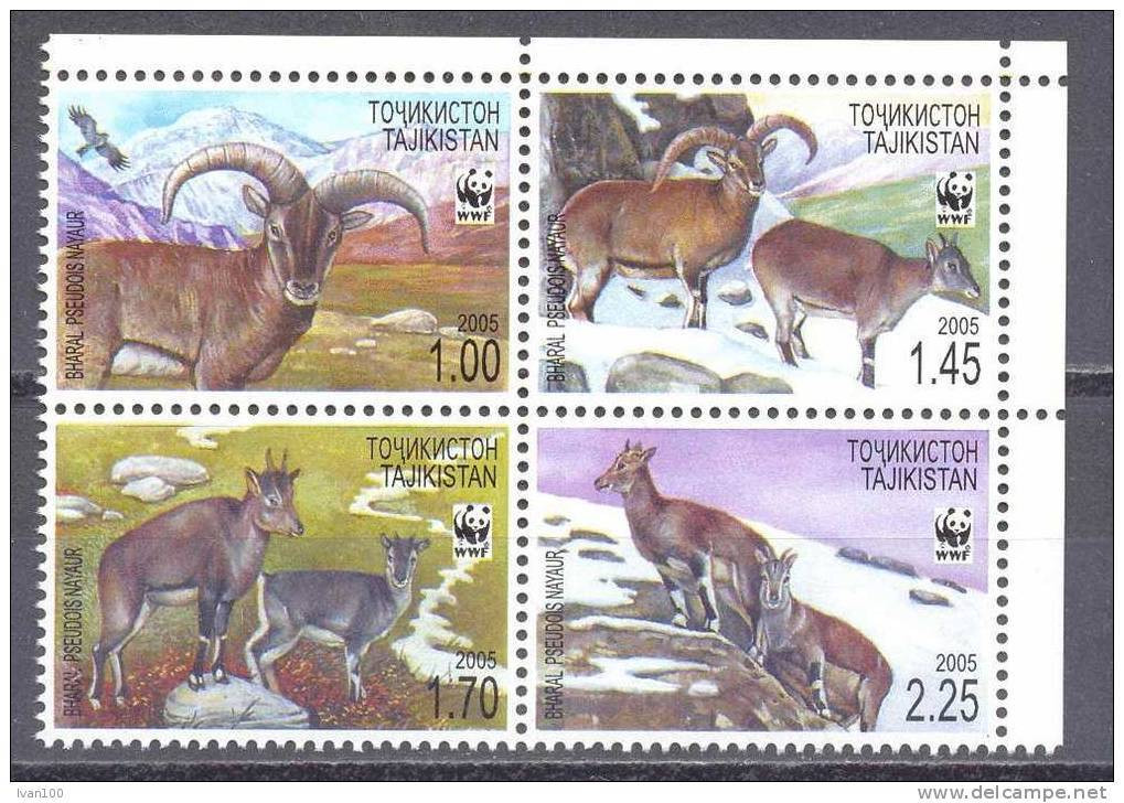 2005. Tajikistan, WWF, Goats, 4v, Mint/** - Tadschikistan