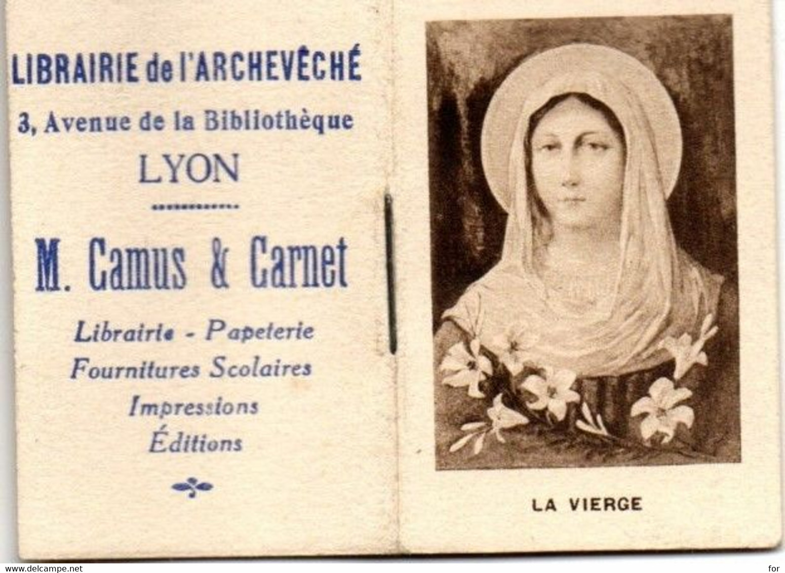 Petit Calendrier De Poche - 1932 : 5,8cm X 3,8cm : La Vierge : Librairie De L'archevêché - M Camus & Carnet - Lyon - Petit Format : 1921-40