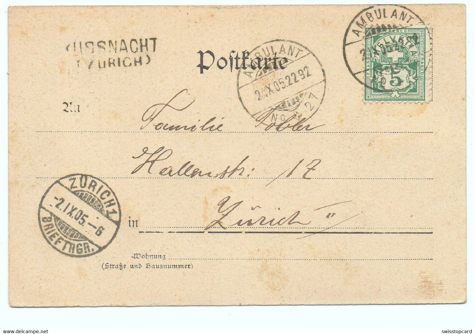 Gruss Aus KÜSNACHT Kantonales Lehrerseminar Gel. 1905 Ambulant N. Zürich Spez. Stempel - Küsnacht