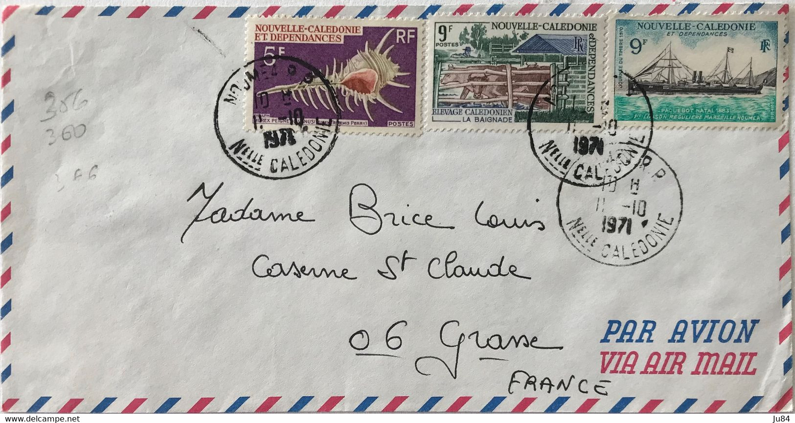 Nouvelle Calédonie - Nouméa R.P. - Lettre Avion Pour Grasse (France) - Bel Affranchissement - 11 Octobre 1971 - Usados