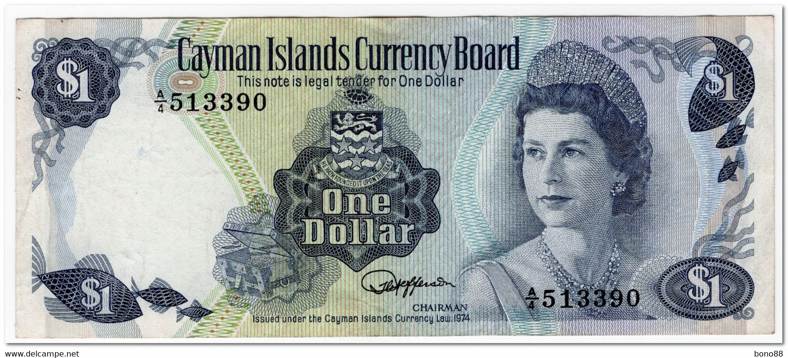 CAYMAN ISLANDS,1 DOLLAR,L.1974 (1985) P.5b,VF - Ostkaribik