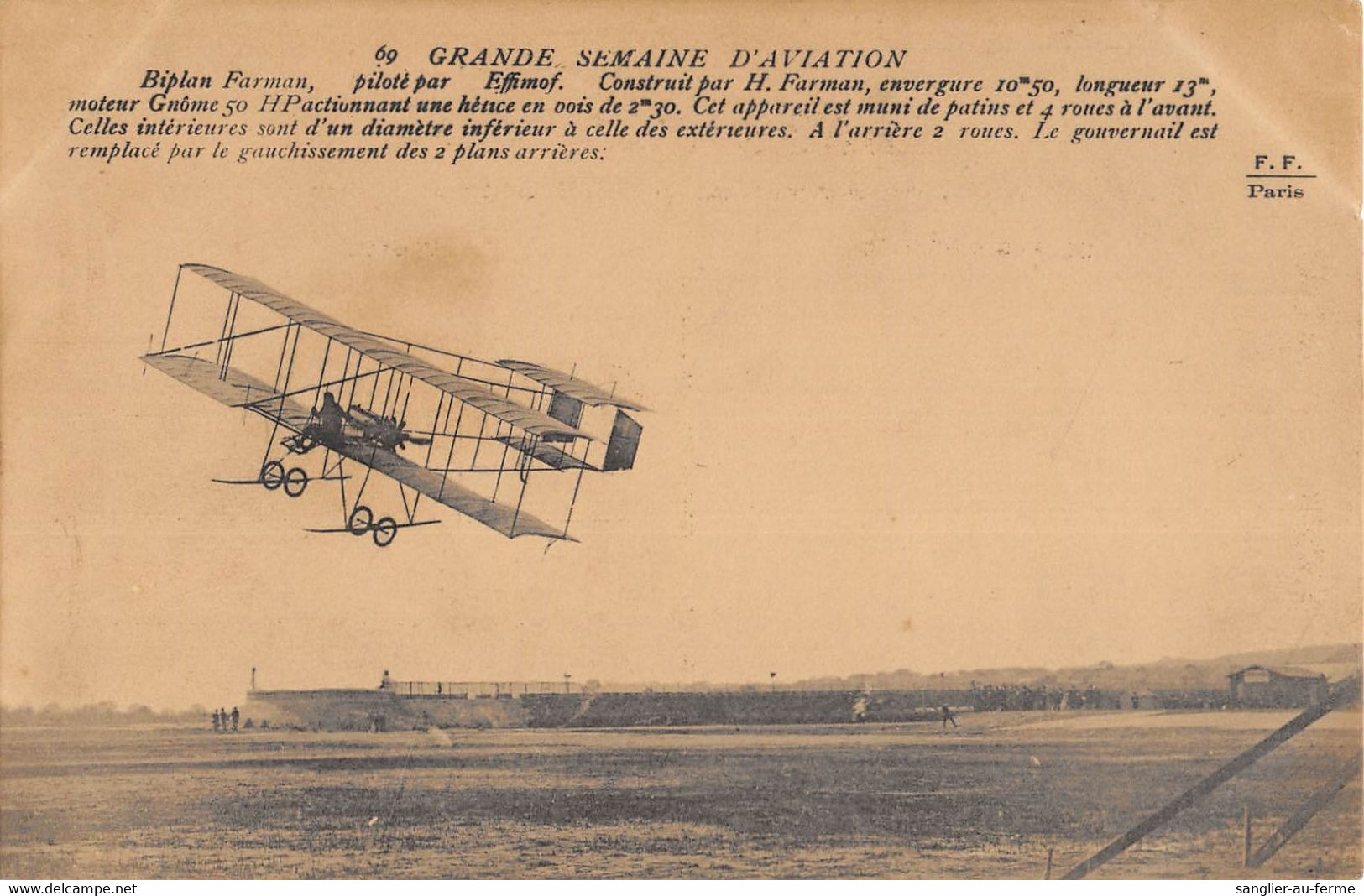 CPA AVIATION GRANDE SEMAINE D'AVIATION BIPLAN FARMAN PILOTE PAR EFFIMOF - ....-1914: Precursori