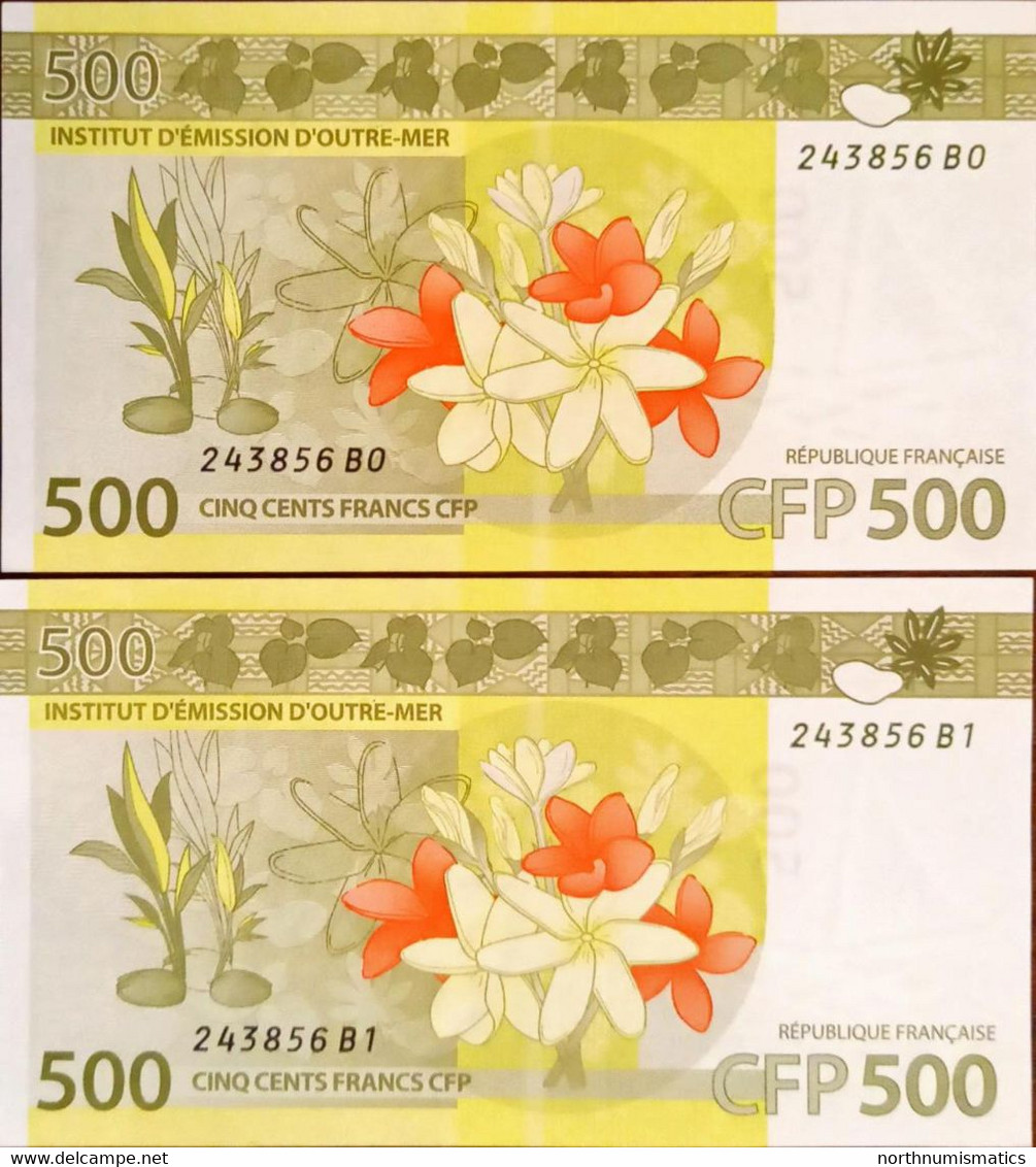 French Guiana 500 Francs 2 Pcs Twin Number - Frans-Guyana