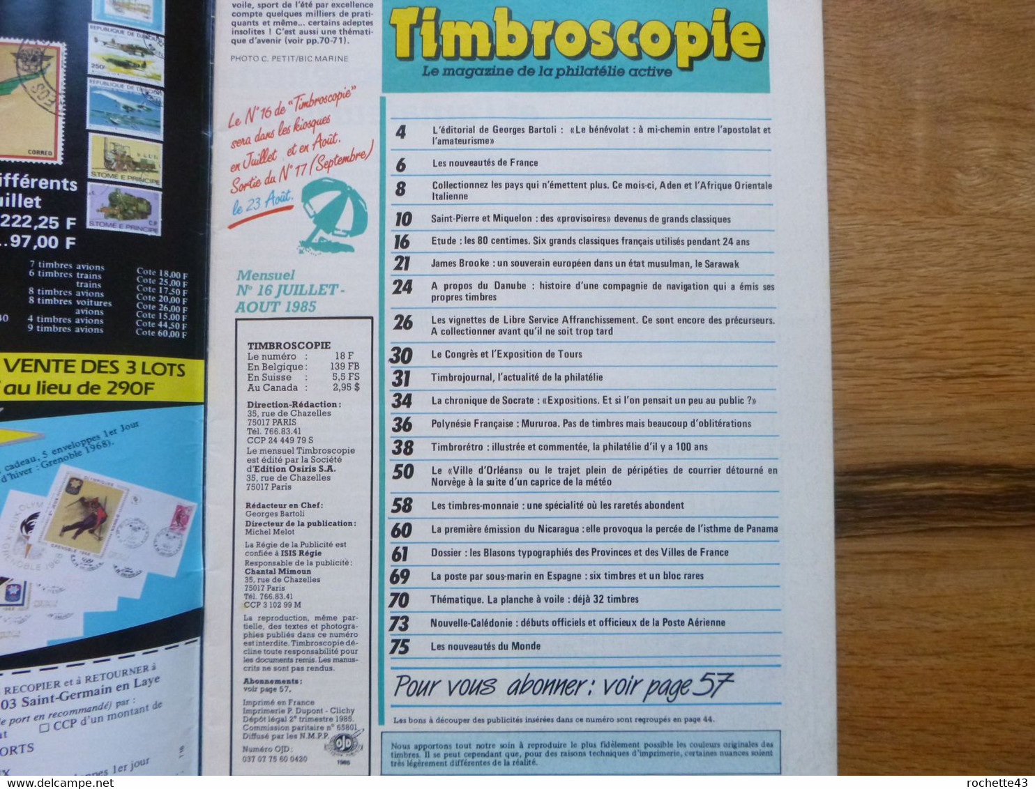 Magazine TIMBROSCOPIE - N°16 - 1985 - Voir Sommaire - Francese