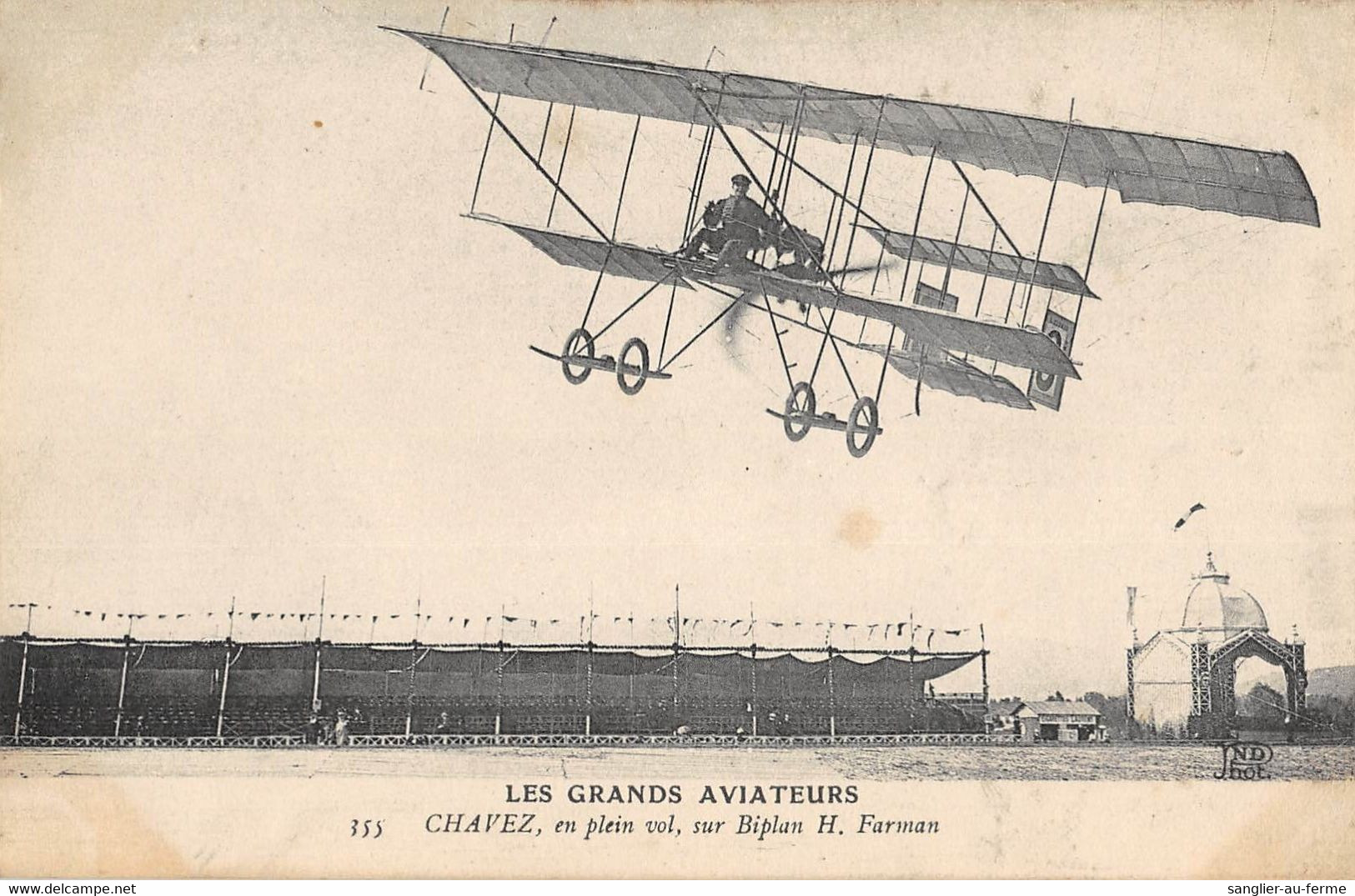 CPA AVIATION LES GRANDS AVIATEURS CHAVEZ EN PLEIN VOL SUR BIPLAN H.FARMAN - ....-1914: Précurseurs