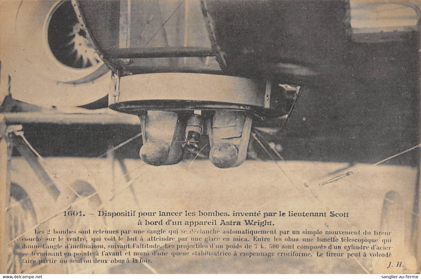 CPA AVIATION DISPOSITIF POUR LANCER LES BOMBES INVENTE PAR LE LIEUTENANT SCOTT A BORD D'UN APPAREIL ASTRA WRIGHT - ....-1914: Vorläufer