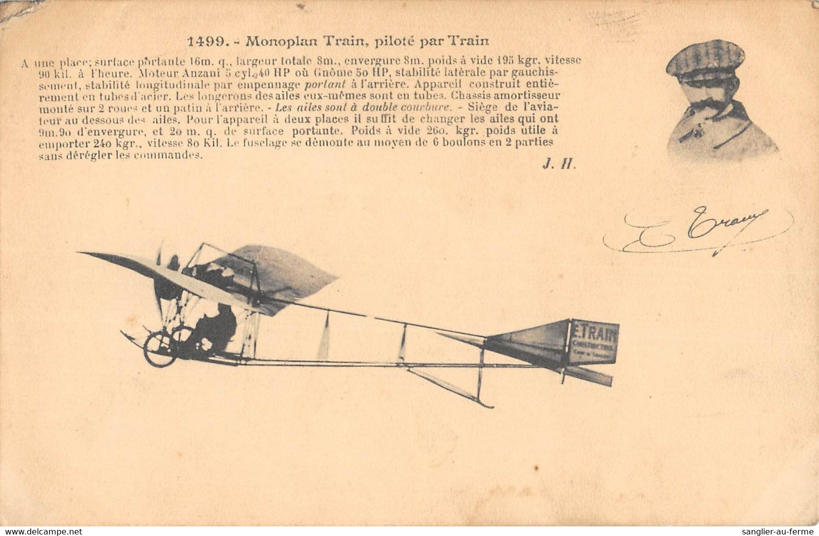 CPA AVIATION MONOPLAN TRAIN PILOTE PAR TRAIN - ....-1914: Précurseurs