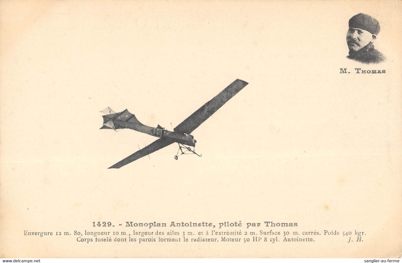 CPA AVIATION  MONOPLAN ANTOINETTE PILOTE PAR THOMAS - ....-1914: Precursori