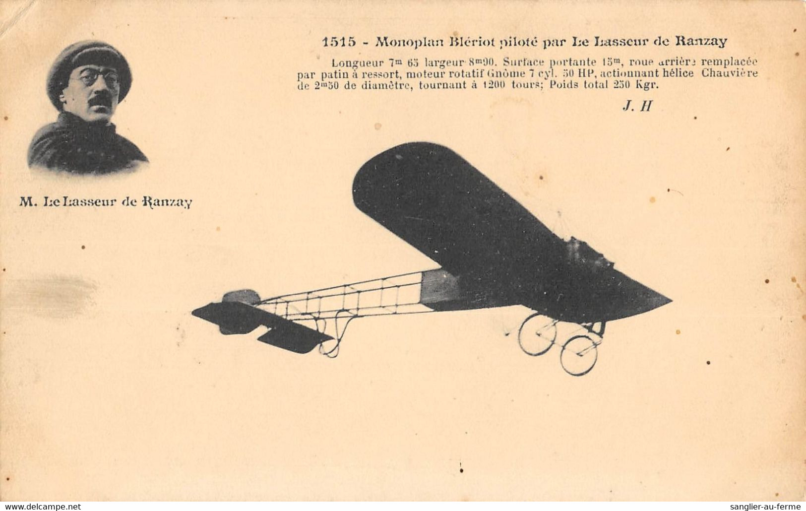 CPA AVIATION MONOPLAN BLERIOT PILOTE PAR LE LASSEUR DE RANZAY - ....-1914: Precursori