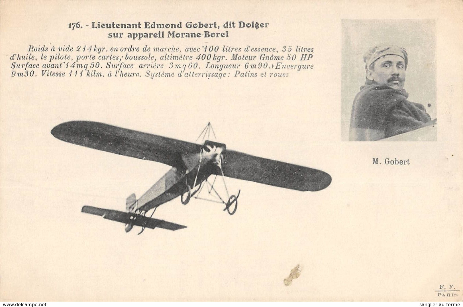 CPA AVIATION LIEUTENANT EDMOND GOBERT DIT DOLGER SUR APPAREIL MORANE BOREL - ....-1914: Vorläufer