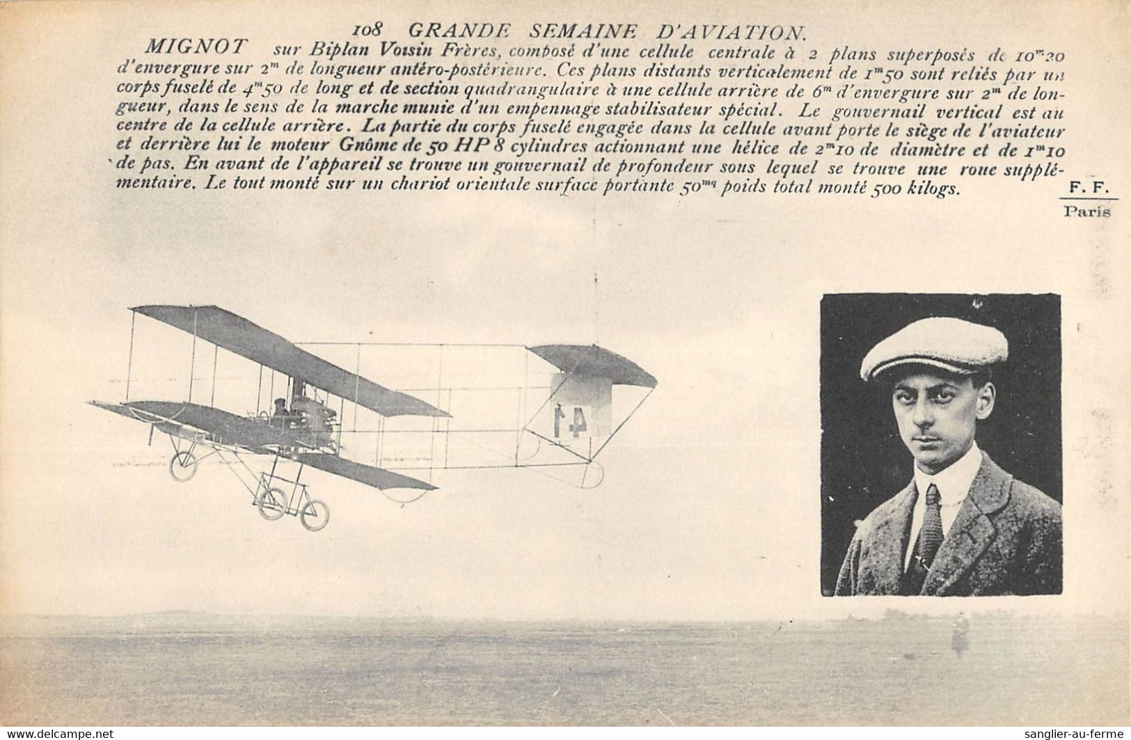 CPA AVIATION GRANDE SEMAINE D'AVIATION MIGNOT SUR BIPLAN VOISIN FRERES - ....-1914: Precursori