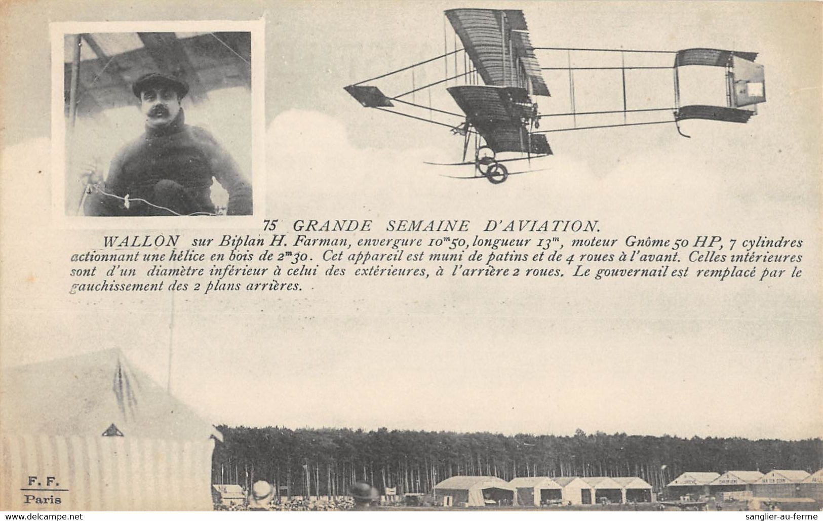 CPA AVIATION GRANDE SEMAINE D'AVIATION WALLON SUR BIPLAN H.FARMAN - ....-1914: Precursors