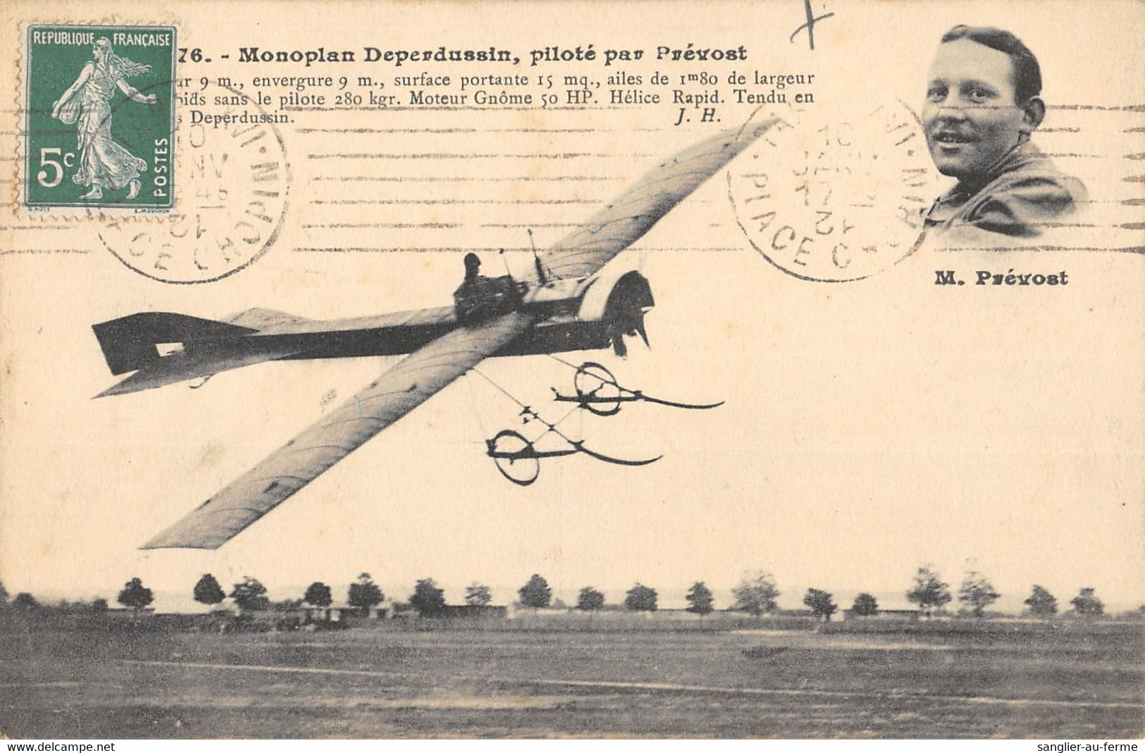 CPA AVIATION BIPLAN DEPERDUSSIN PILOTE PAR PREVOST - ....-1914: Précurseurs