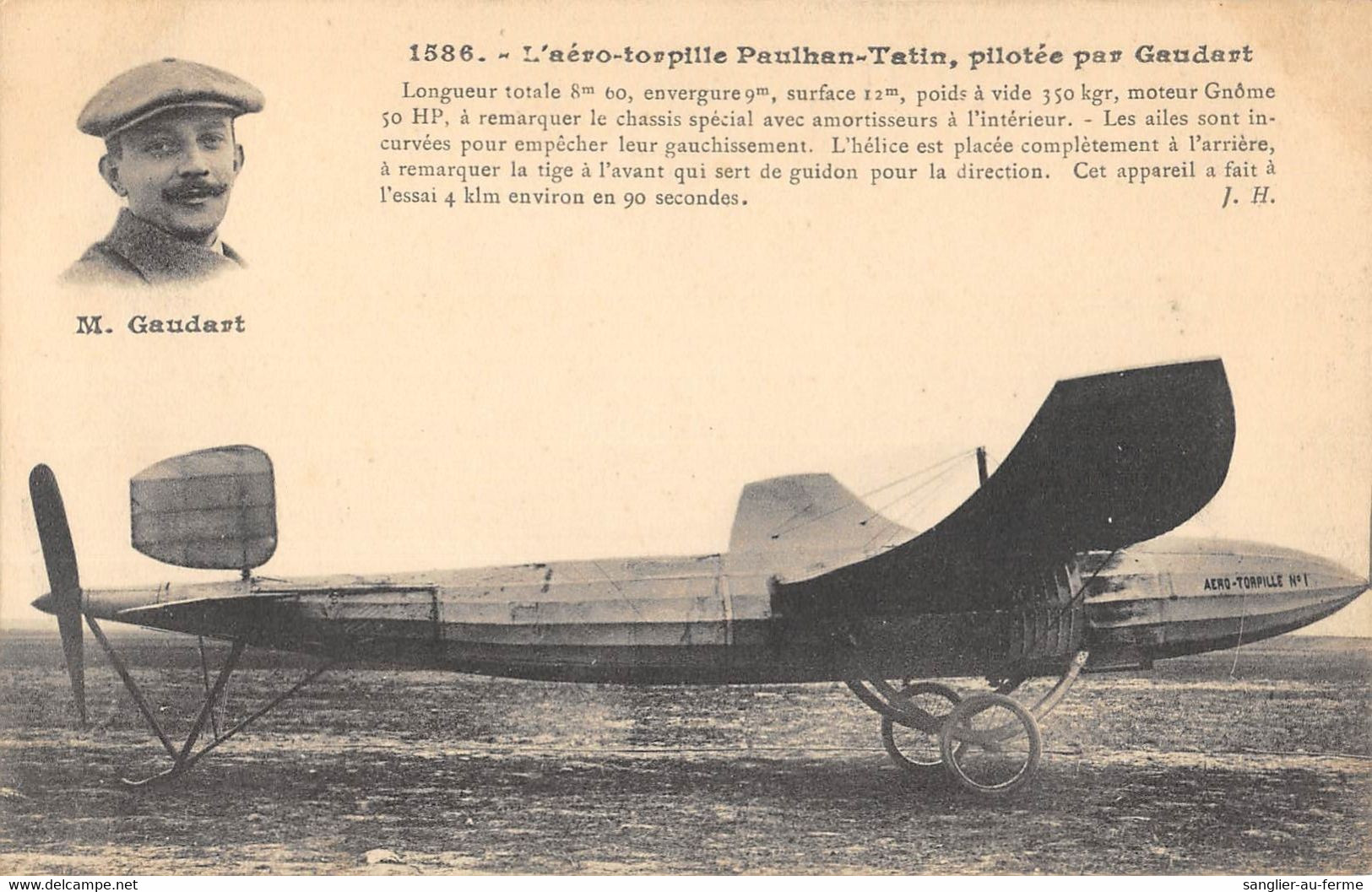 CPA AVIATION L'AERO TORPILLE PAULHAN TATIN PILOTEE PAR GAUDART - ....-1914: Précurseurs