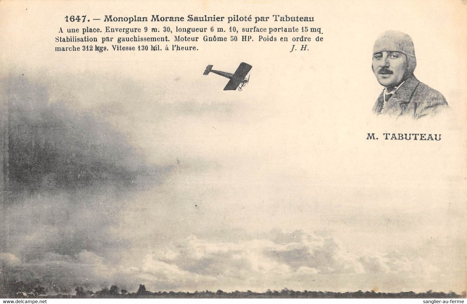 CPA AVIATION MONOPLAN MORANE SAULNIER PILOTE PAR TABUTEAU - ....-1914: Précurseurs