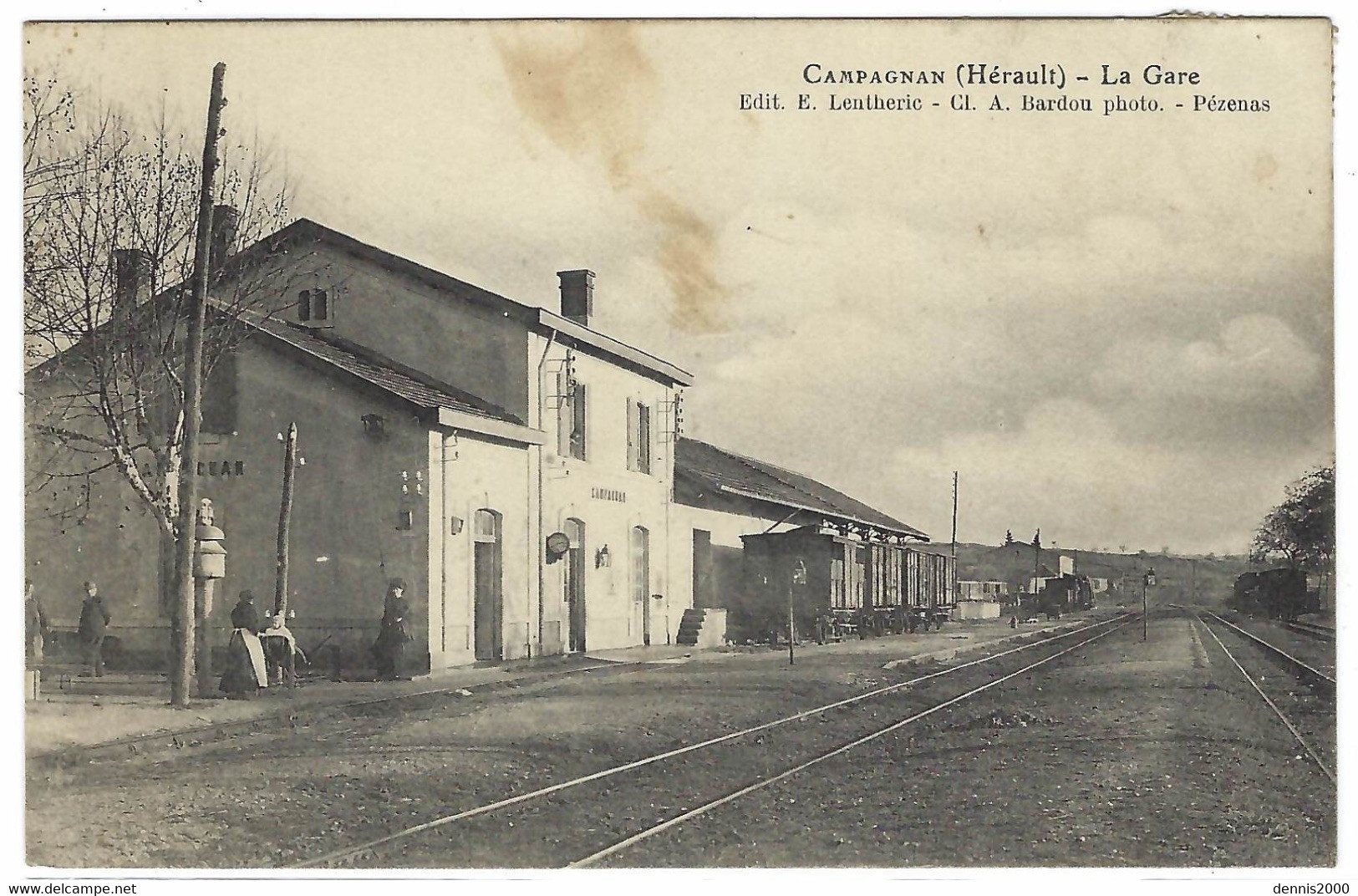 CAMPAGNAN (34) - La Gare - Ed. E. Lentheric - Cl. A. Bardou Photo - Autres & Non Classés