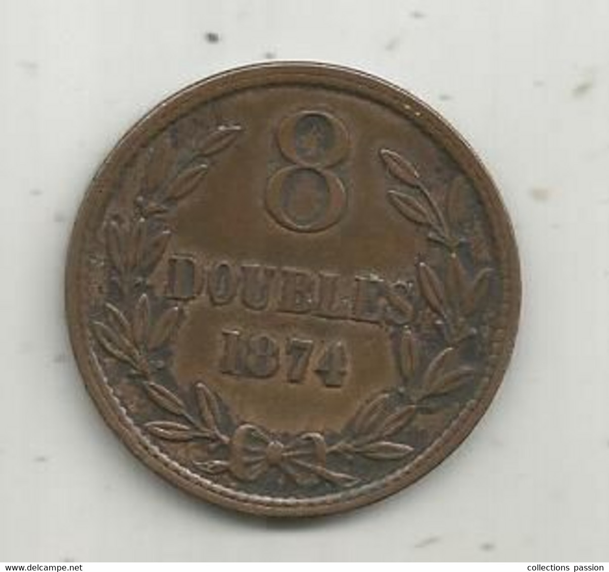 JC, Monnaie , GUERNESEY, 8 DOUBLES ,1874 , 2 Scans - Guernsey