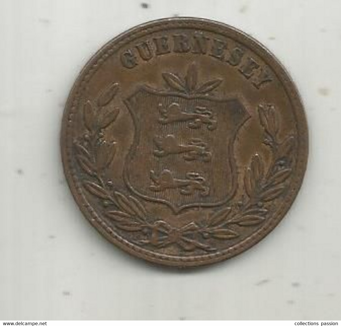 JC, Monnaie , GUERNESEY, 8 DOUBLES ,1874 , 2 Scans - Guernesey