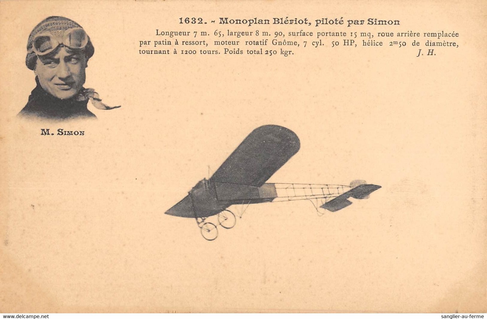 CPA AVIATION MONOPLAN BLERIOT PILOTE PAR SIMON - ....-1914: Precursors