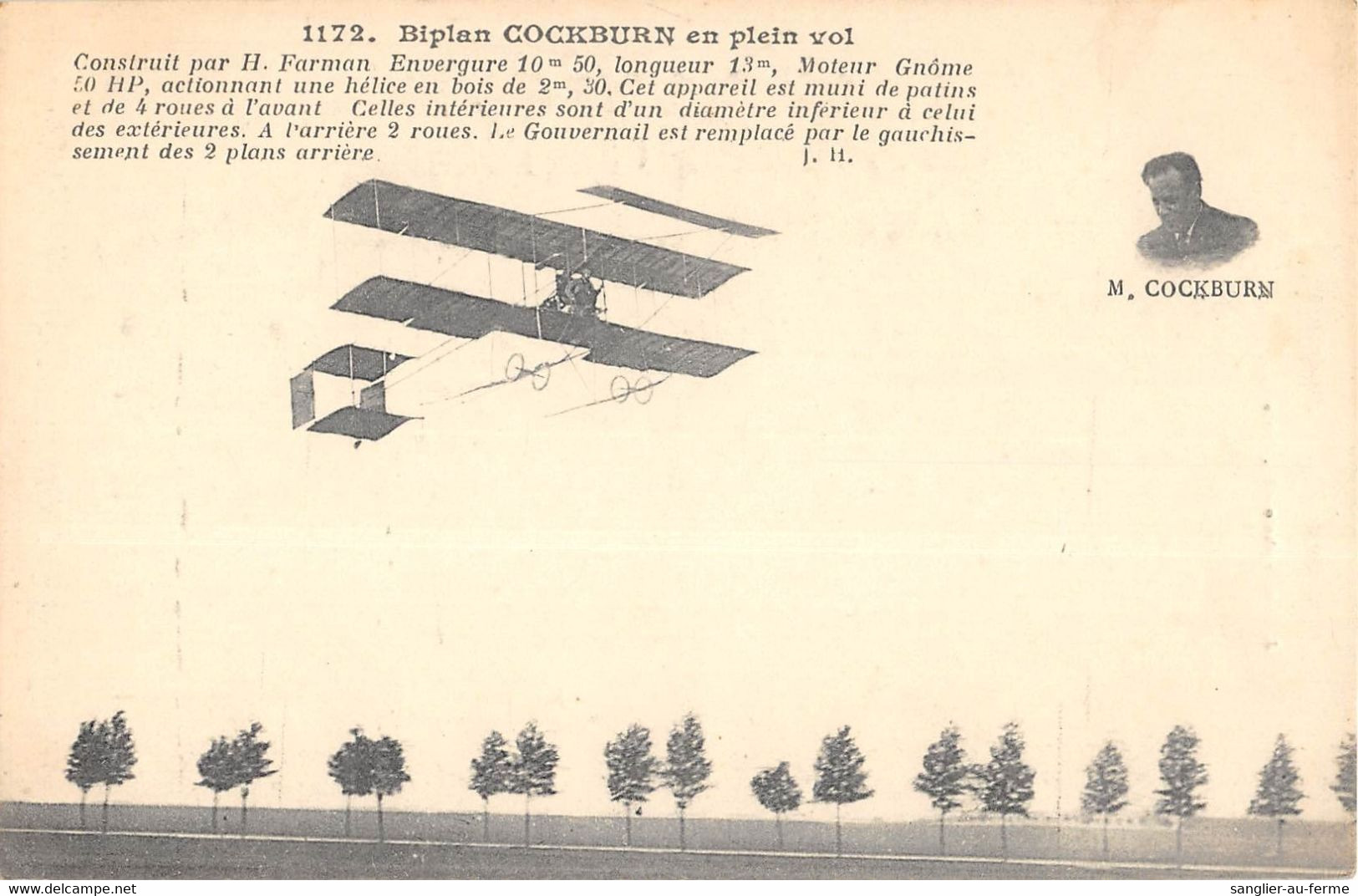 CPA AVIATION BIPLAN COCKBURN EN PLEIN VOL - ....-1914: Vorläufer