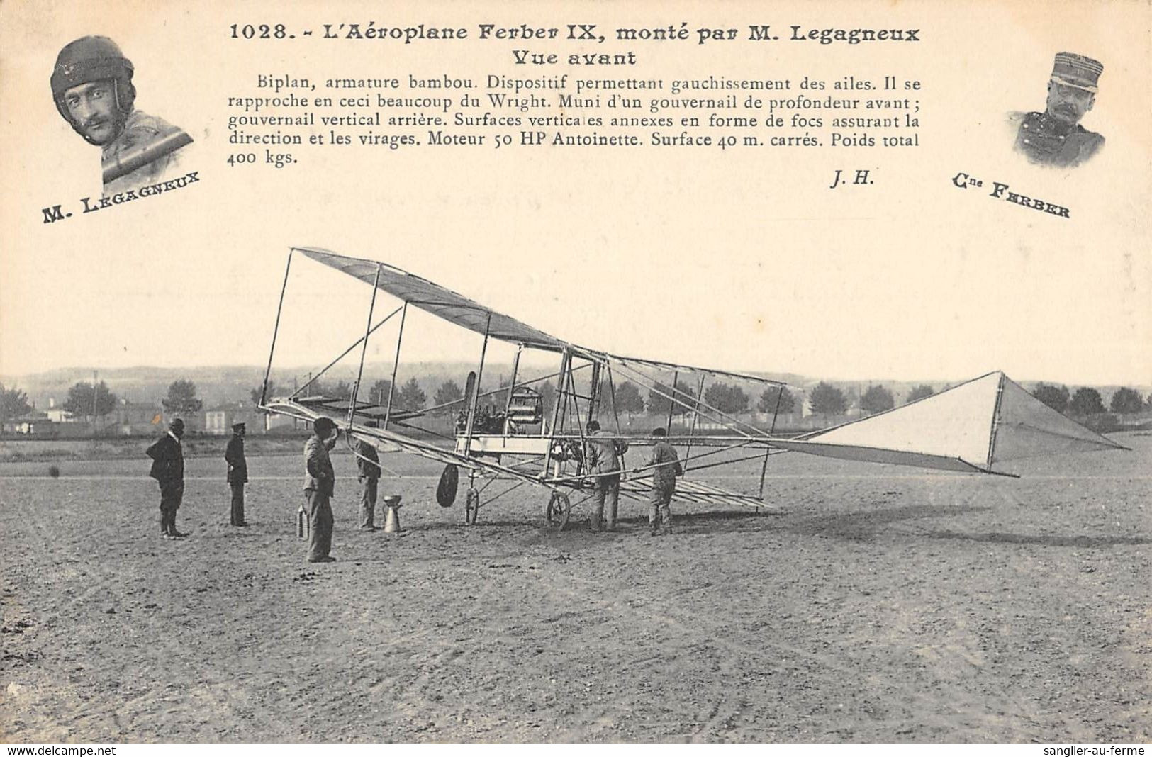 CPA AVIATION L'AEROPLANE FERBER IX MONTE PAR M.LEGAGNEUX VUE AVANT - ....-1914: Precursors