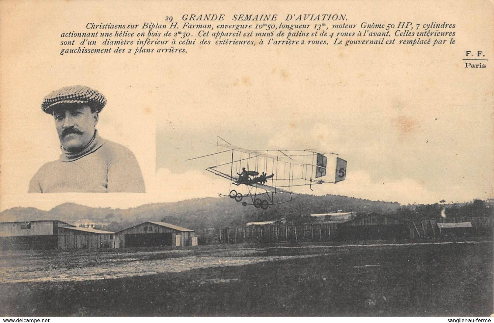 CPA AVIATION GRANDE SEMAINE D'AVIATION CHRISTIAENS SUR BIPLAN H.FARMAN - ....-1914: Vorläufer