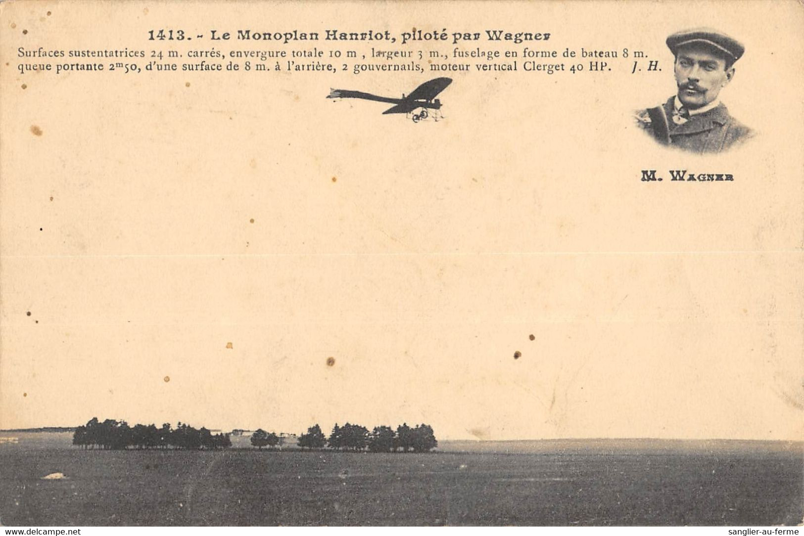 CPA AVIATION LE MONOPLAN HANRIOT PILOTE PAR WAGNER - ....-1914: Précurseurs