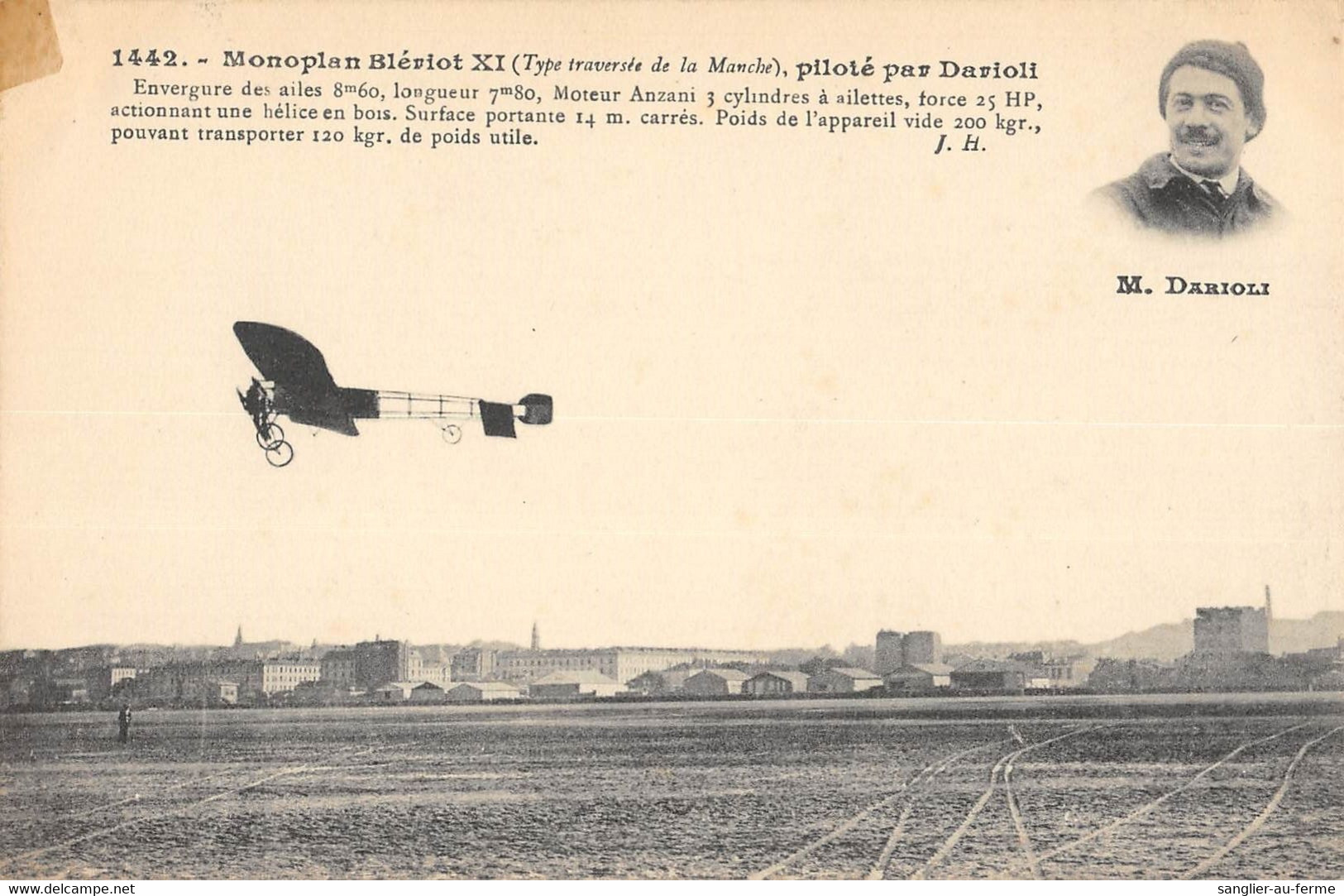 CPA AVIATION MONOPLAN BLERIOT XI PILOTE PAR DARIOLI - ....-1914: Précurseurs