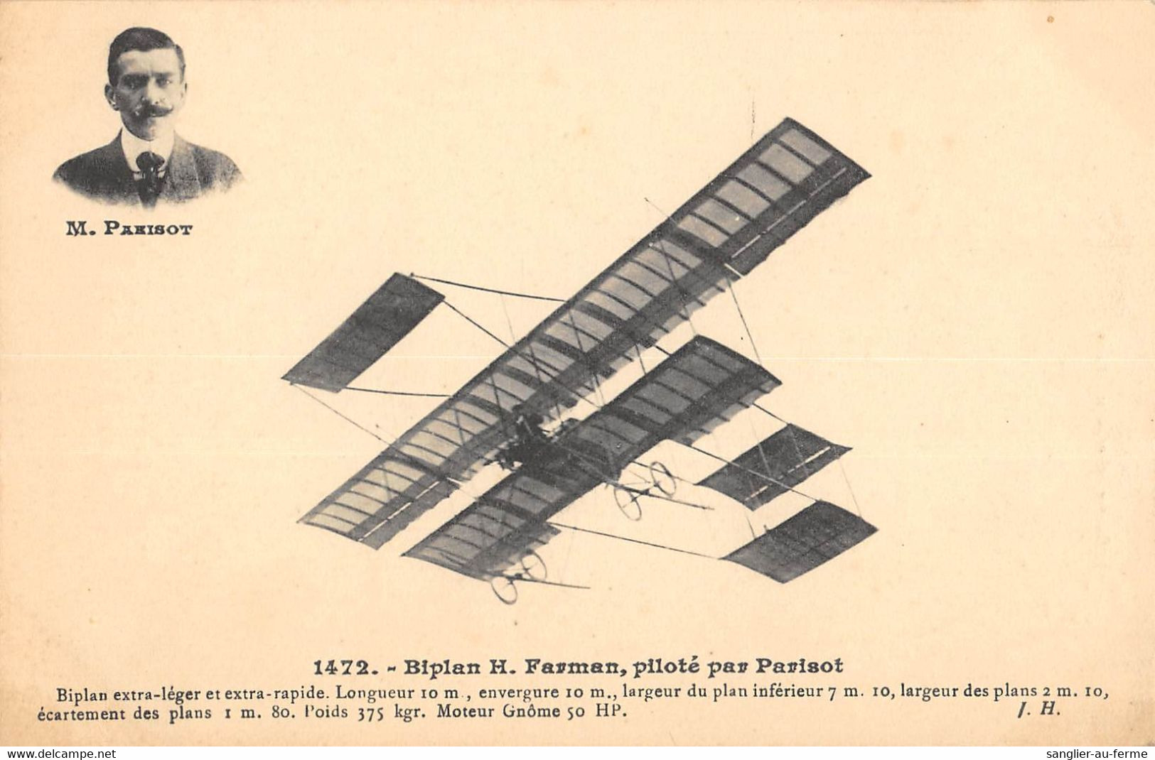 CPA AVIATION BIPLAN H.FARMAN PILOTE PAR PARISOT - ....-1914: Precursores