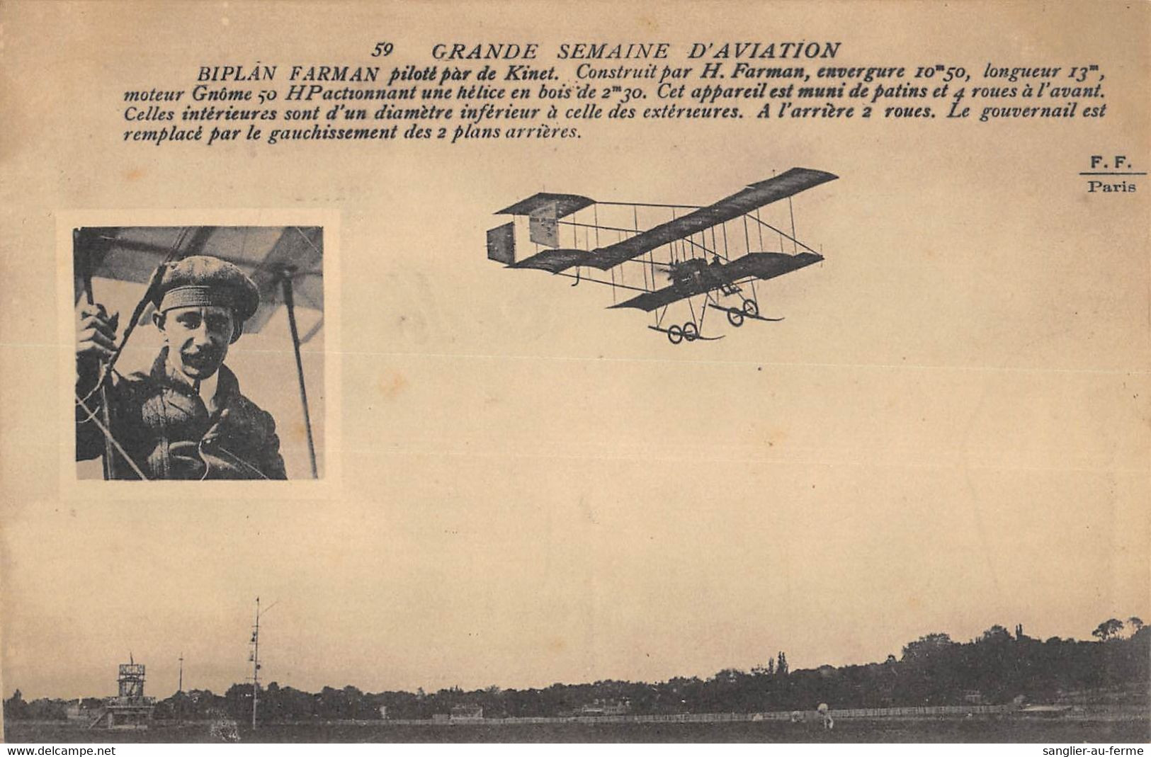 CPA AVIATION GRANDE SEMAINE D'AVIATION BIPLAN FARMAN PILOTE PAR DE KINET - ....-1914: Precursores