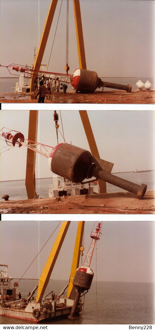 RARES - 3 Photos D'une Bouée De Signalisation Maritime En GUINÉE - 1980 - Fari