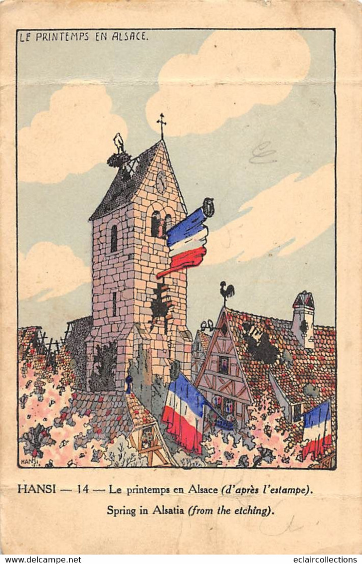 Illustrateur   Hansi    Le Printemps En Alsace    D'après L'estampe  - Pli -  N° 14   (voir Scan) - Hansi