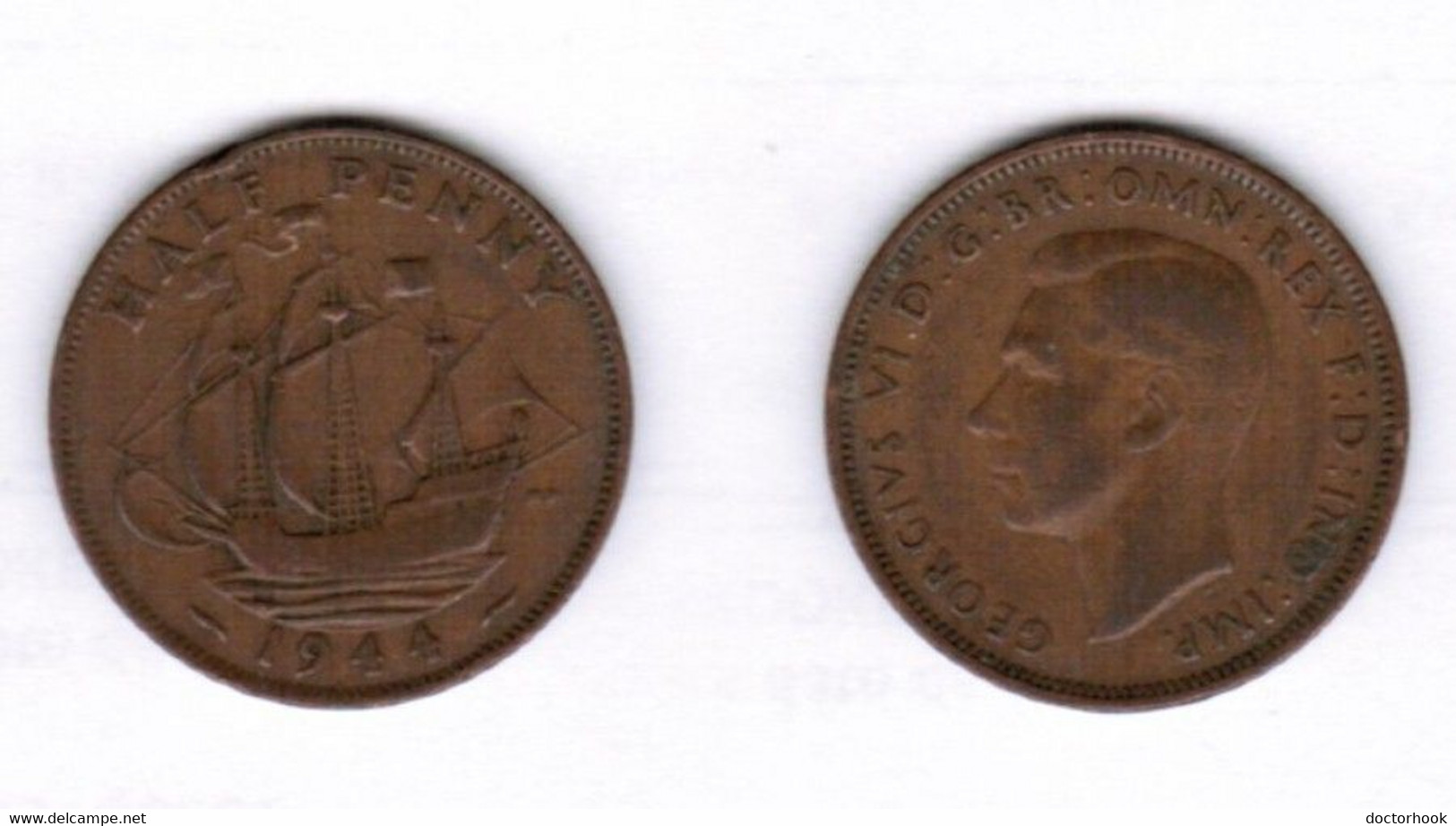 GREAT BRITAIN   1/2 PENNY 1944 (KM # 844) #6548 - 1/2 Penny & 1/2 New Penny