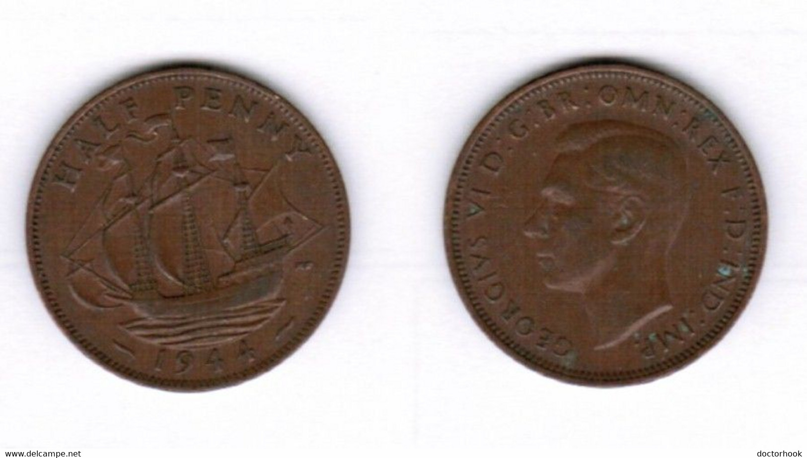 GREAT BRITAIN   1/2 PENNY 1944 (KM # 844) #6549 - 1/2 Penny & 1/2 New Penny