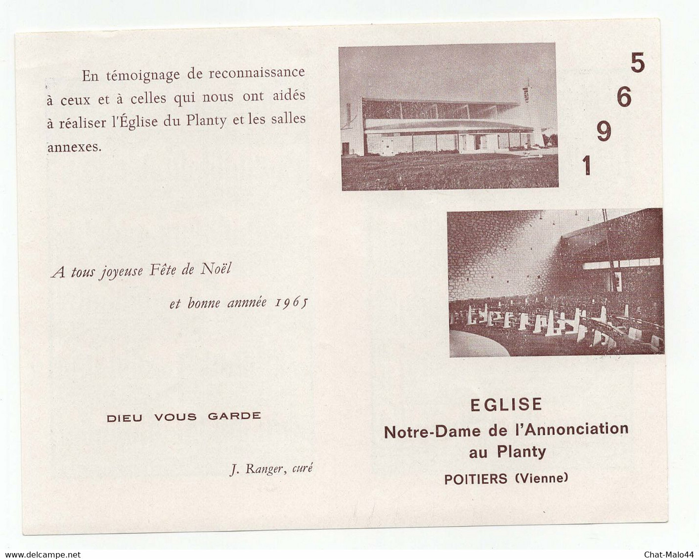 Poitiers (Vienne). Eglise Notre-Dame De L'Annonciation Au Planty. Calendrier De Poche Pour L'année 1965 - Petit Format : 1961-70