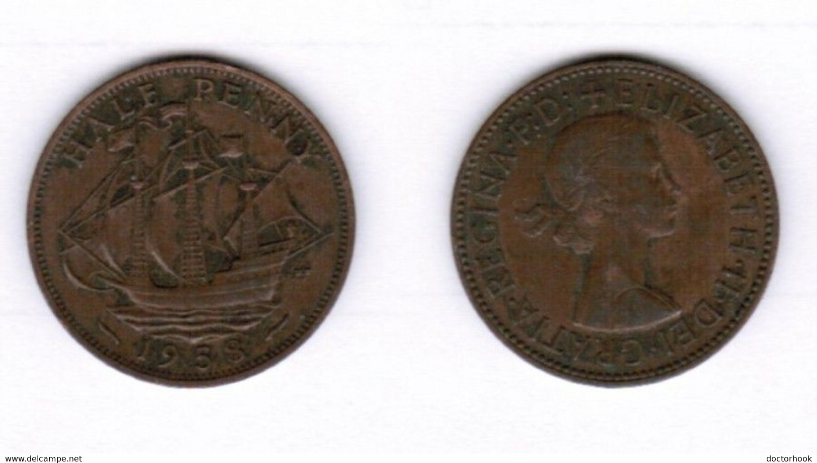 GREAT BRITAIN   1/2 PENNY 1958 (KM # 896) #6552 - 1/2 Penny & 1/2 New Penny