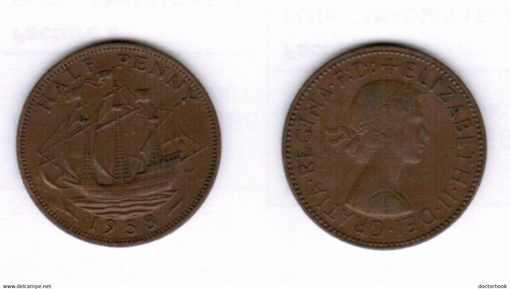 GREAT BRITAIN   1/2 PENNY 1958 (KM # 896) #6553 - 1/2 Penny & 1/2 New Penny