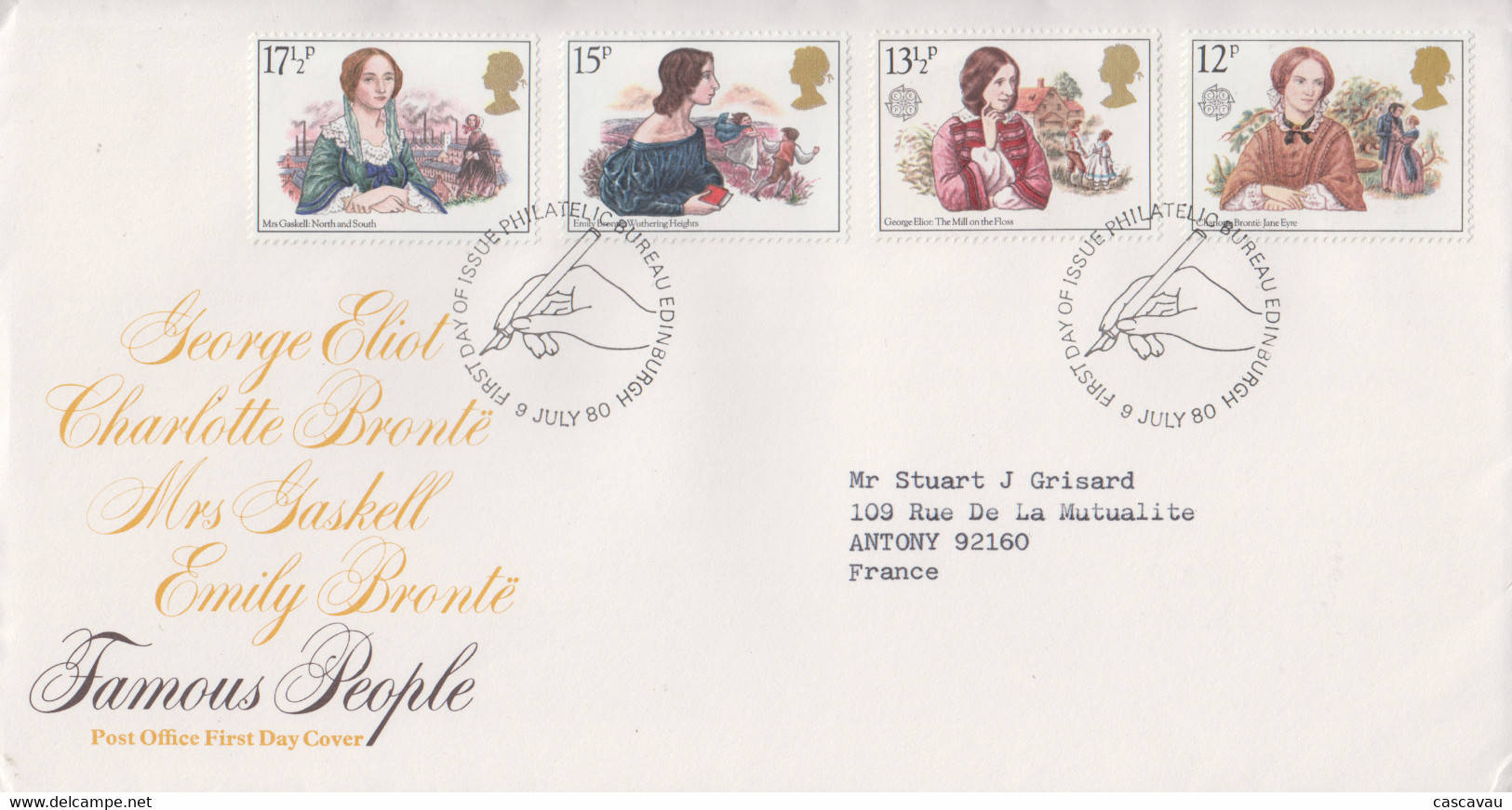 Enveloppe  FDC  1er  Jour  GRANDE  BRETAGNE   Ecrivains  Femmes  Célébres    EUROPA    1980 - 1980